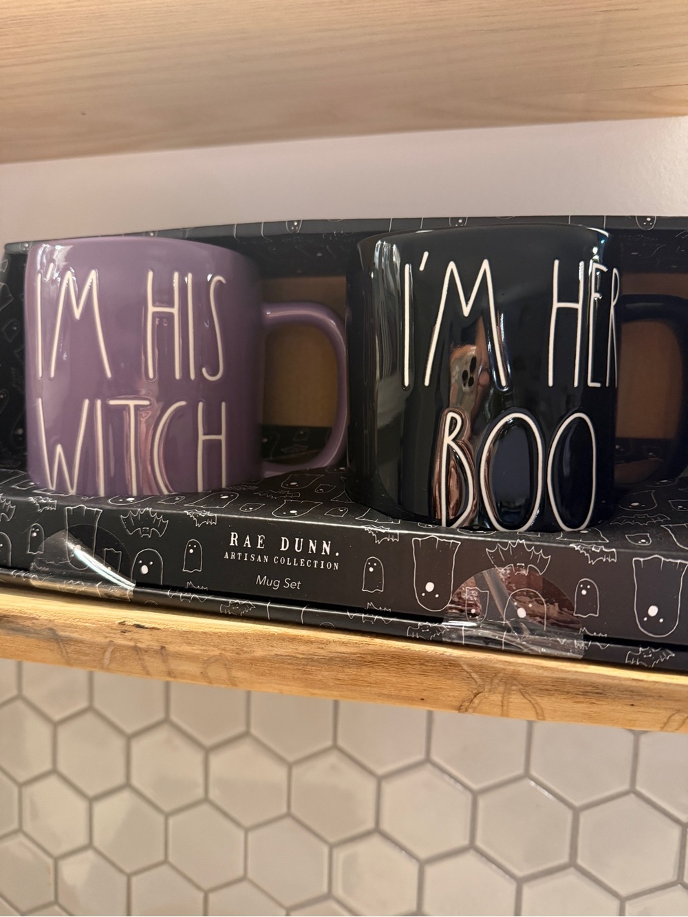 Rae Dunn Purple & Black 'I'm His Witch' and 'I'm Her Boo' Mug Set